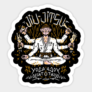 Yoga + Violencia = Jiu Jitsu (cinta marrón) Sticker